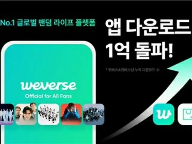 Weverseアプリの累計ダウンロード数が1億を超えた（HYBE提供）＝（聯合ニュース）≪転載・転用禁止≫