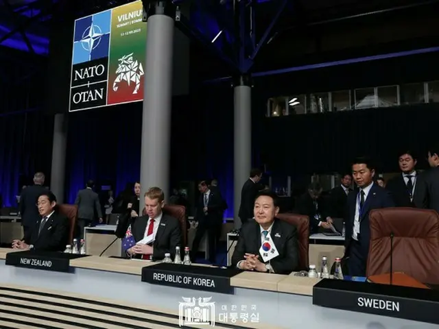 韓国の尹錫悦大統領（前列右）は12日、リトアニアで開催されたNATOサミットに出席した（画像提供:wowkorea）