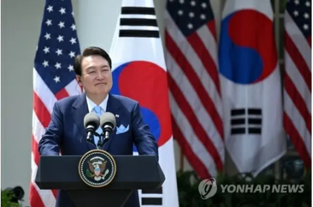 尹錫悦（ユン・ソクヨル）大統領は4月に米国を国賓訪問し、バイデン米大統領と共同記者会見を行った＝（聯合ニュース）