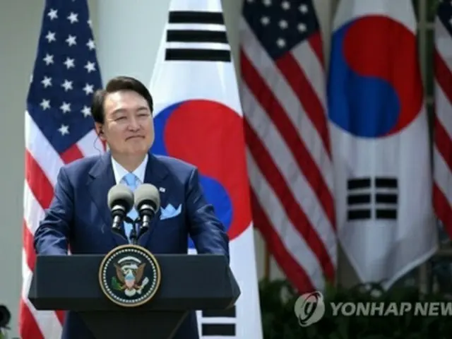 尹錫悦（ユン・ソクヨル）大統領は4月に米国を国賓訪問し、バイデン米大統領と共同記者会見を行った＝（聯合ニュース）