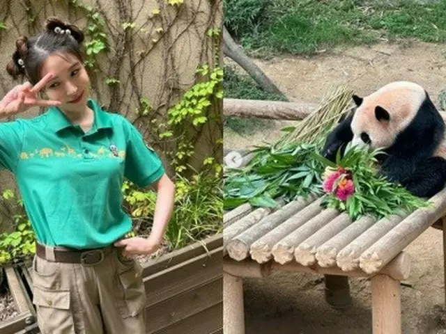 歌手BoA、“成功したオタク”になった！パンダ「福宝」に直接作った花束をプレゼント（画像提供:wowkorea）