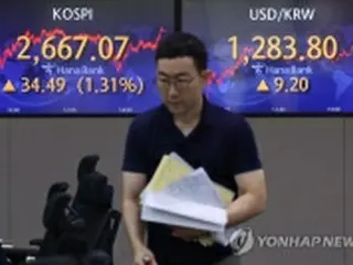 韓国総合株価指数　反落で始まる