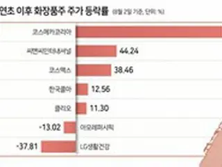 「口紅効果」で韓国証券市場が活況、中小型化粧品株が躍進