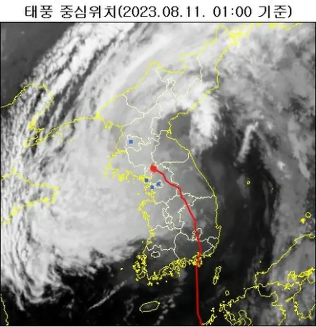１１日午前１時までの台風６号の動き（気象庁提供）＝（聯合ニュース）≪転載・転用禁止≫