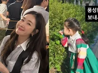 女優チェ・ジウ、韓服を着た人形のよう…かわいい娘の近況を公開
