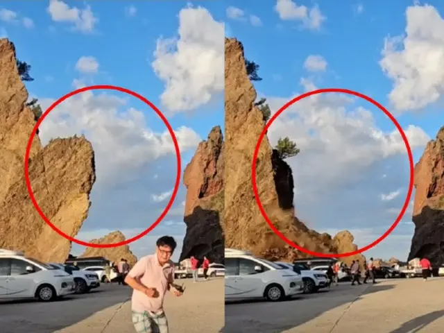 あっという間に「ドン」...鬱陵島の亀岩が崩れて観光客が重軽傷＝韓国