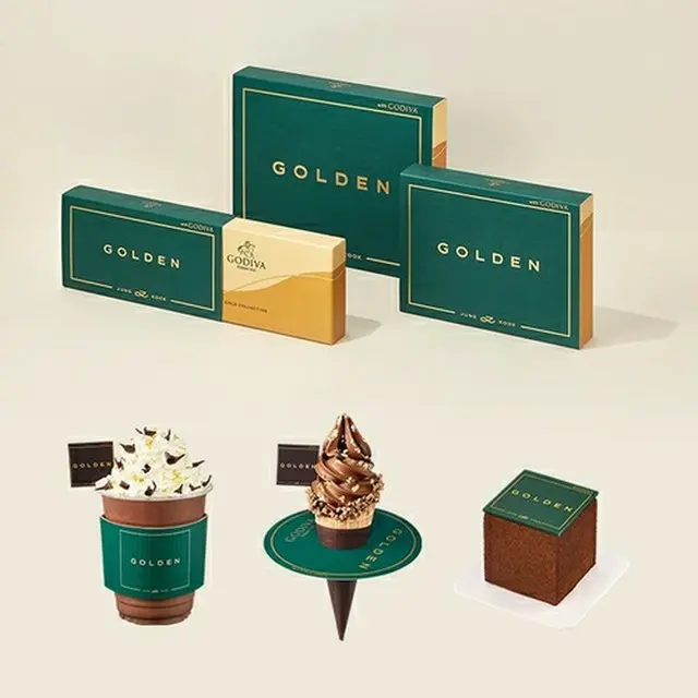 ゴディバとＪＵＮＧ　ＫＯＯＫのソロアルバム「ＧＯＬＤＥＮ」のコラボ商品（ゴディバ提供）＝（聯合ニュース）≪転載・転用禁止≫
