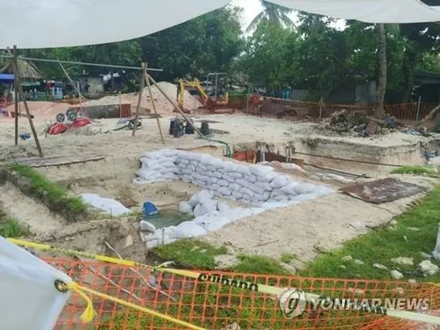 タラワの韓国人強制動員被害者の遺骨発掘現場（行政安全部提供）＝（聯合ニュース）≪転載・転用禁止≫