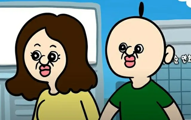 「パンパンくんの日常」の主人公カップル、パンパンくん（右）とオクジ（ザ・グリムエンターテインメント提供）＝（聯合ニュース）≪転載・転用禁止≫