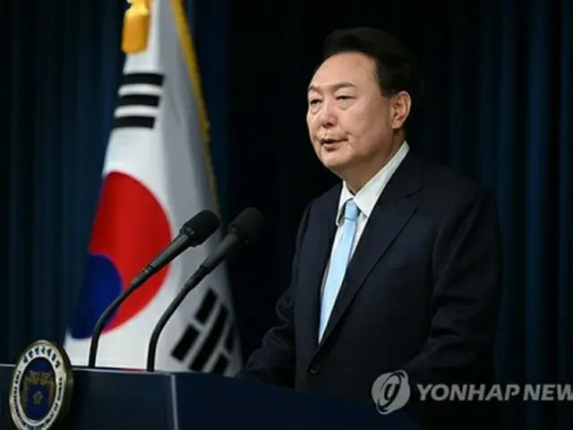 国民向け談話を発表する尹大統領（大統領室提供）＝（聯合ニュース）≪転載・転用禁止≫