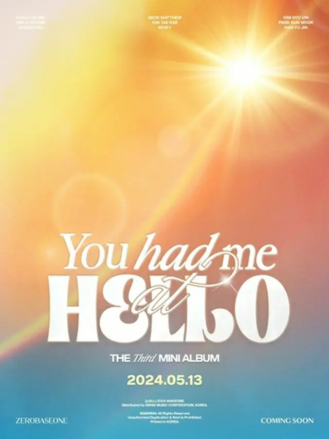 ３枚目ミニアルバム「Ｙｏｕ　ｈａｄ　ｍｅ　ａｔ　ＨＥＬＬＯ」のポスター（所属事務所提供）＝（聯合ニュース）≪転載・転用禁止≫