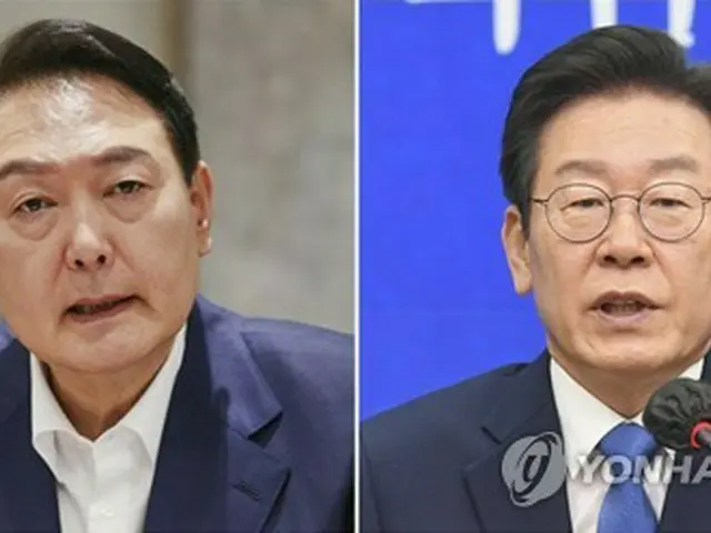 韓国の尹錫悦大統領（左）と野党「共に民主党」の李在明代表（資料写真）＝（聯合ニュース）