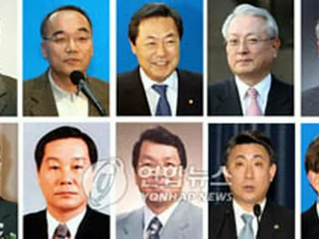 上列左から鄭正佶氏、朴宰完氏、孟亨圭氏、鄭東基氏、金星煥氏、下列左から朴炳元氏、姜允求氏、鄭鎮坤氏、李東官氏、朴亨ジュン氏＝20日、ソウル（聯合）