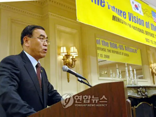 講演する李相憙長官（国防部提供）＝15日、ワシントン（聯合）