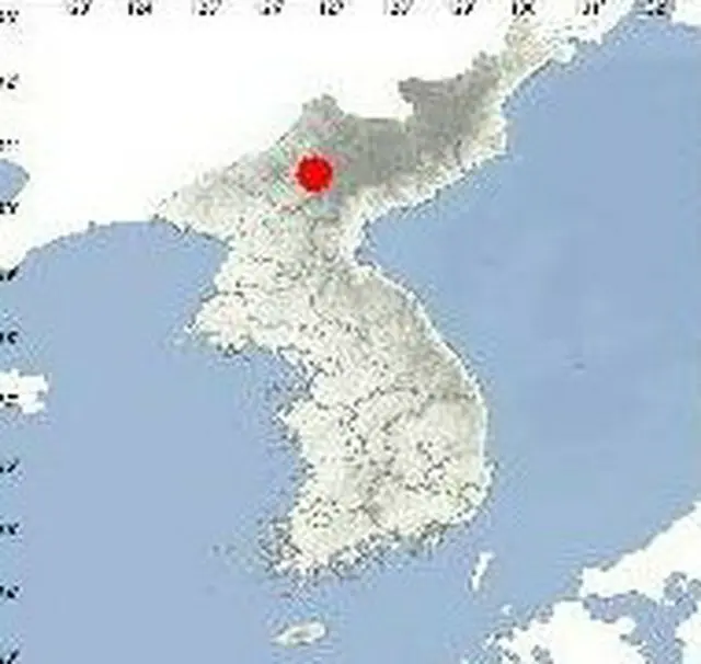 赤い点が震源地（気象庁のＨＰより）＝（聯合ニュース）
