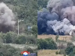 南北連結道路の爆破写真　北朝鮮が韓国軍映像を無断使用か