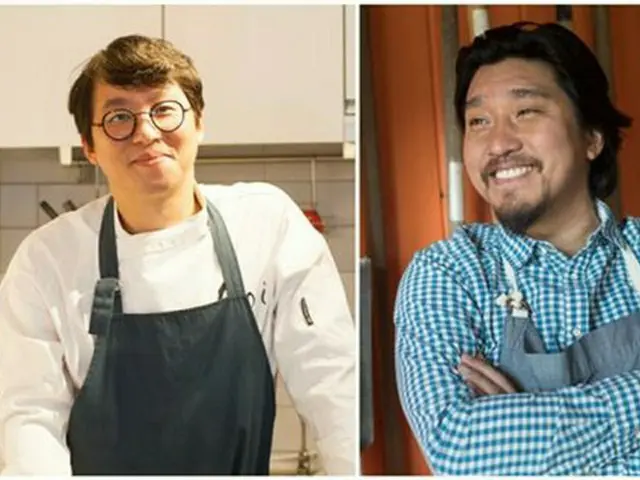 人気シェフのチェ・ガンロク（左）とエドワード・リー（ＪＴＢＣ提供）＝（聯合ニュース）≪転載・転用禁止≫