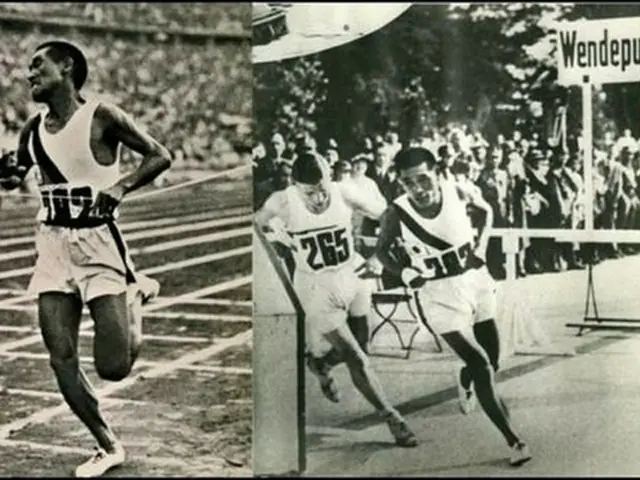 １９３６年のベルリン五輪のマラソンで金メダルを獲得した孫基禎さん（在ドイツ韓国大使館提供）＝（聯合ニュース）≪転載・転用禁止≫