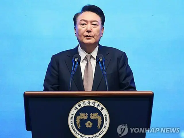「国家朝餐祈祷会」であいさつする尹大統領＝２２日、ソウル（聯合ニュース）