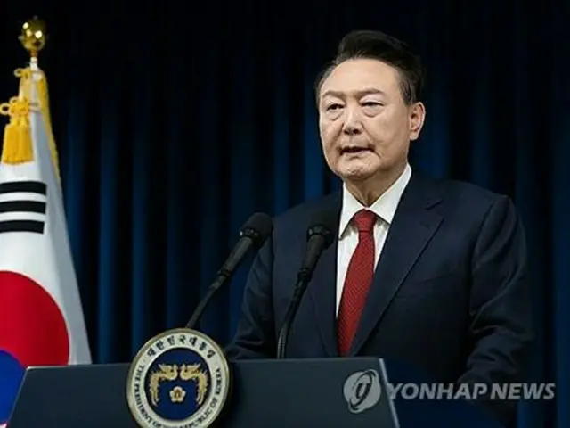 ７日に国民向け談話を発表する尹大統領（大統領室提供）＝（聯合ニュース）≪転載・転用禁止≫