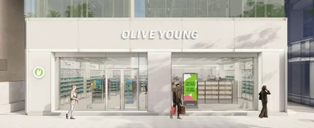 リニューアルしたロゴを掲げた店舗のイメージ（ＣＪオリーブヤング提供）＝（聯合ニュース）≪転載・転用禁止≫