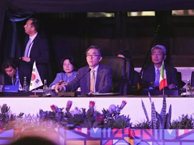 Ｇ２０外相会合に出席した趙兌烈（チョ・テヨル）外交部長官（外交部提供）＝（聯合ニュース）≪転載・転用禁止≫