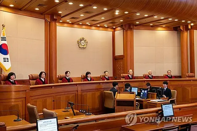 憲法裁判所の法廷（共同取材）＝２７日、ソウル（聯合ニュース）