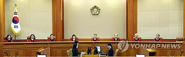 憲法裁判所の法廷（共同取材）＝１３日、ソウル（聯合ニュース）