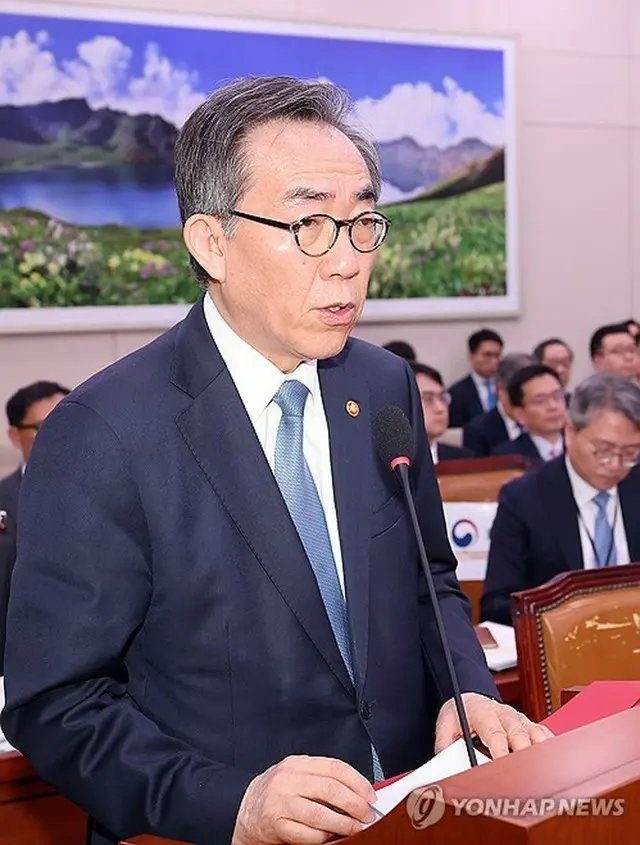 国会外交統一委員会で発言する趙兌烈氏＝２４日、ソウル（聯合ニュース）