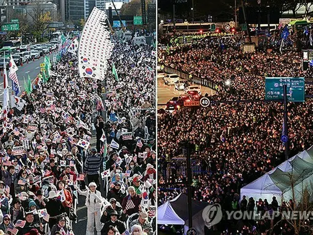 週末ごとに開かれている保守、革新それぞれの団体による大規模な集会（資料写真）＝（聯合ニュース）