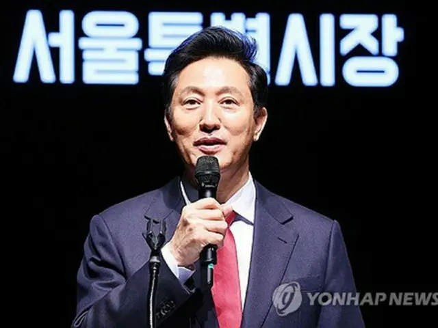 呉世勲・ソウル市長＝９日、ソウル（聯合ニュース）