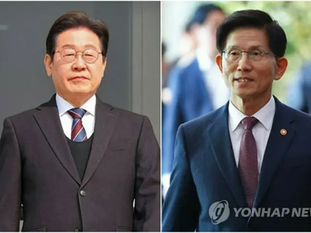 李在明・共に民主党前代表（左）と金文洙・前雇用労働部長官（資料写真）＝（聯合ニュース）