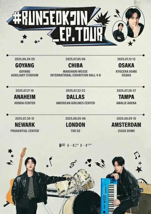 ＪＩＮが初のファンコンサートツアー「＃ＲＵＮＳＥＯＫＪＩＮ＿ＥＰ．ＴＯＵＲ」を開催する（ビッグヒットミュージック提供）＝（聯合ニュース）≪転載・転用禁止≫