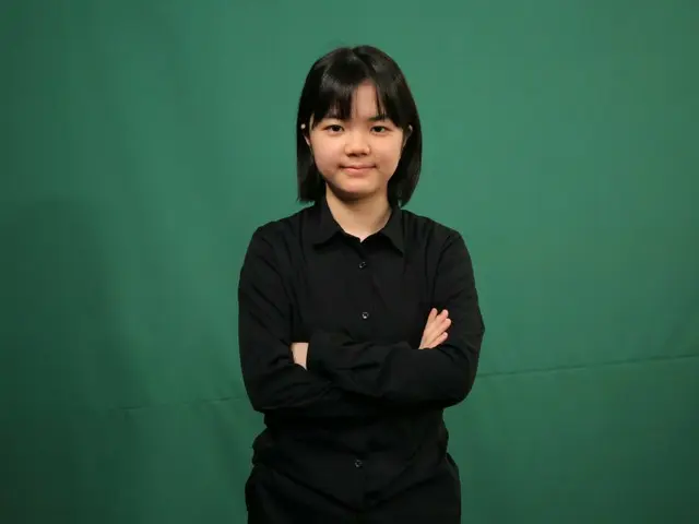 移籍記者会見時の仲邑菫四段（写真提供：韓国棋院）