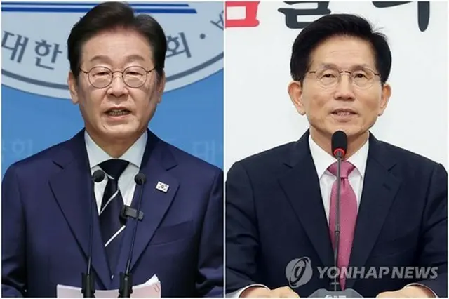 共に民主党の李在明前代表（左）と金文洙・前雇用労働部長官＝（聯合ニュース）