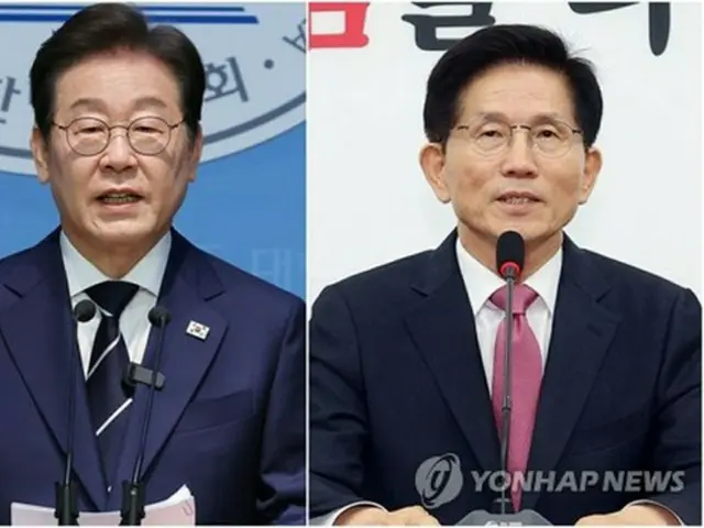 共に民主党の李在明前代表（左）と金文洙・前雇用労働部長官＝（聯合ニュース）