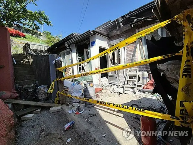 爆発事故が起こった現場＝２８日、江陵（聯合ニュース）