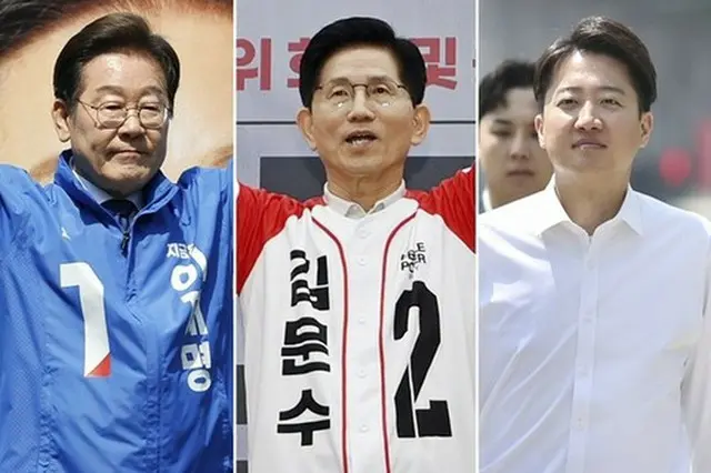 韓国大統領選に立候補した（左から）李在明氏、金文洙氏、李俊錫氏＝（聯合ニュース）