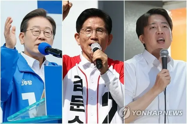 （左から）李在明氏、金文洙氏、李俊錫氏＝（聯合ニュース）