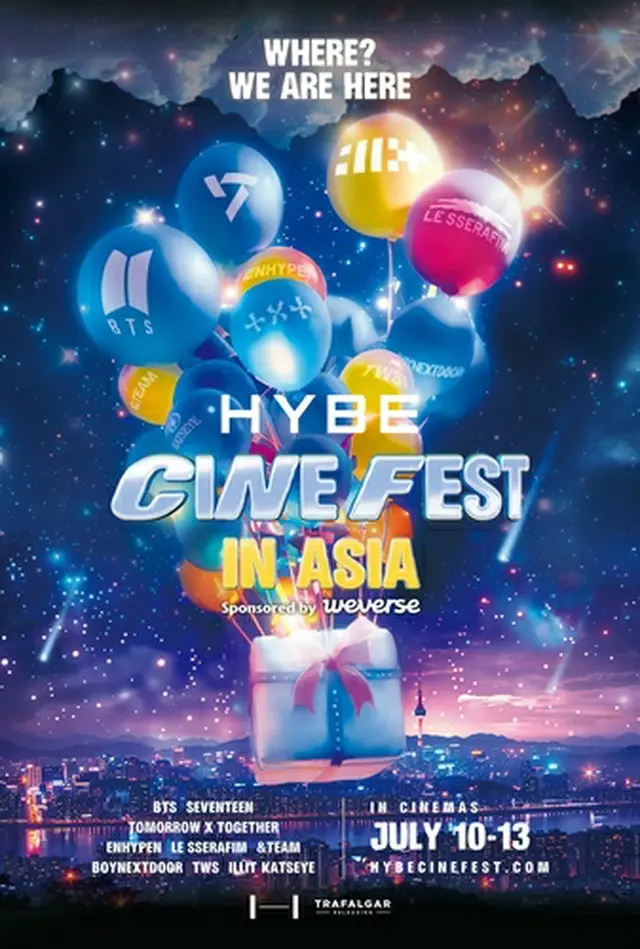 「ＨＹＢＥ　ＣＩＮＥ　ＦＥＳＴ　ｉｎ　ＡＳＩＡ」のポスター（ＨＹＢＥ提供）＝（聯合ニュース）≪転載・転用禁止≫
