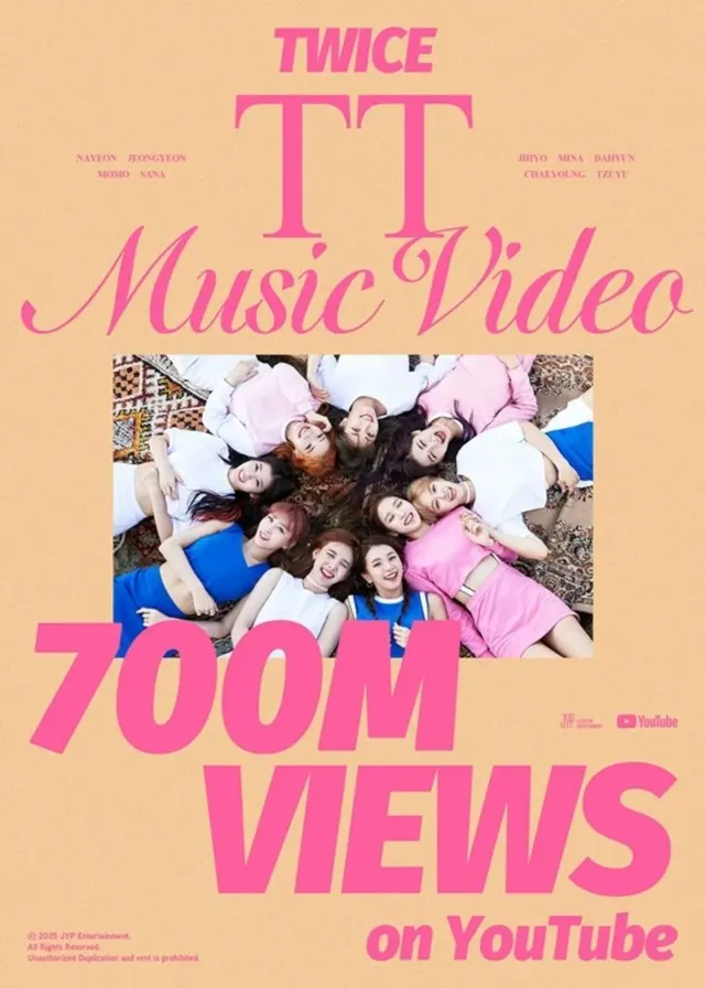 「TWICE」の「TT」MV、再生数7億回を突破…通算2本目