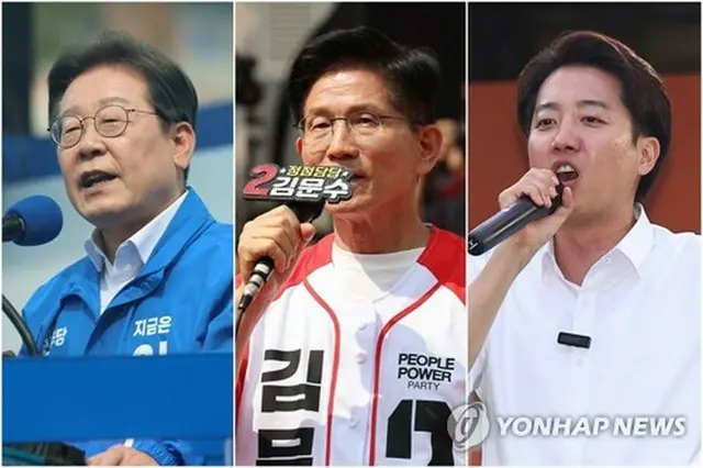 左から李在明氏、金文洙氏、李俊錫氏＝（聯合ニュース）