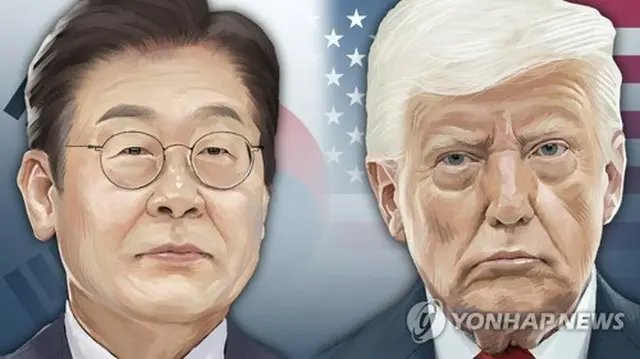 李大統領（左）とトランプ大統領（イラスト）＝（聯合ニュース）