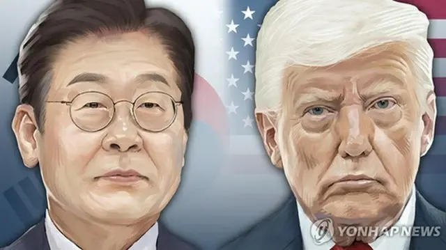 李大統領（左）とトランプ大統領（イラスト）＝（聯合ニュース）