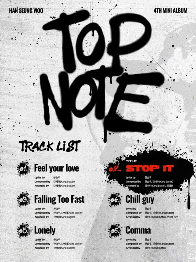 公開されたハン・スンウの4thミニアルバム「TOP NOTE」のトラックリスト