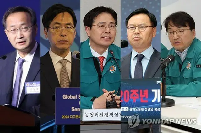 統一部次官に任命された金南中氏（左端）ら５人（資料写真）＝（聯合ニュース）