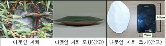 木の葉の形をした地雷（合同参謀本部提供）＝（聯合ニュース）≪転載・転用禁止≫