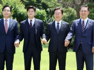 李在明大統領、与野党指導部と昼食会