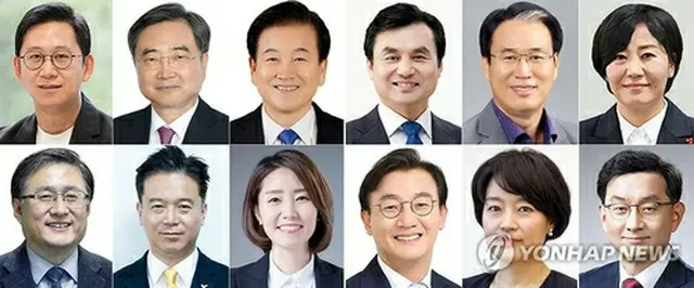 国防部長官候補の安圭伯氏（上段左から４人目）ら１１人の長官候補と国務調整室長＝（聯合ニュース）