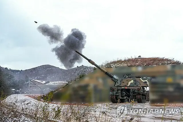 海上射撃訓練の様子（海兵隊司令部提供）＝（聯合ニュース）≪転載・転用禁止≫